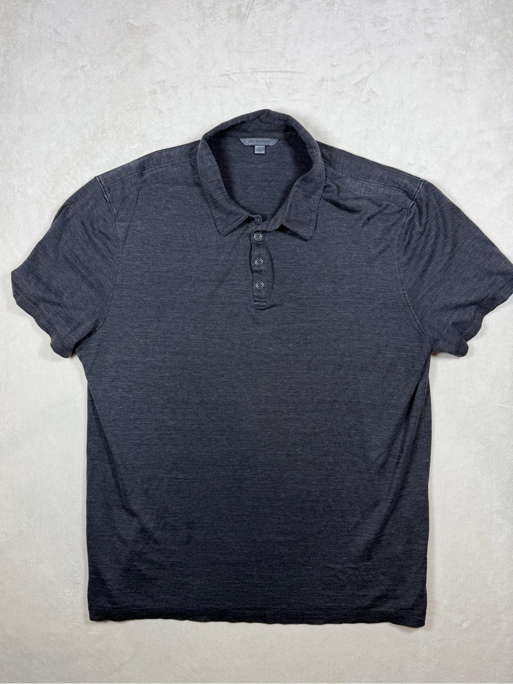 Men's John Varvatos XL Silk Cotton Blend Short Sleeve Polo Shirt - Charcoal